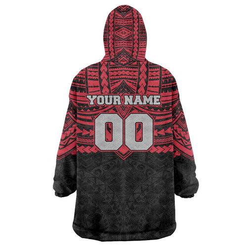 Personalized Essendon Bombers Wearable Blanket Hoodie Polynesian Tribal Pattern Heritage Football