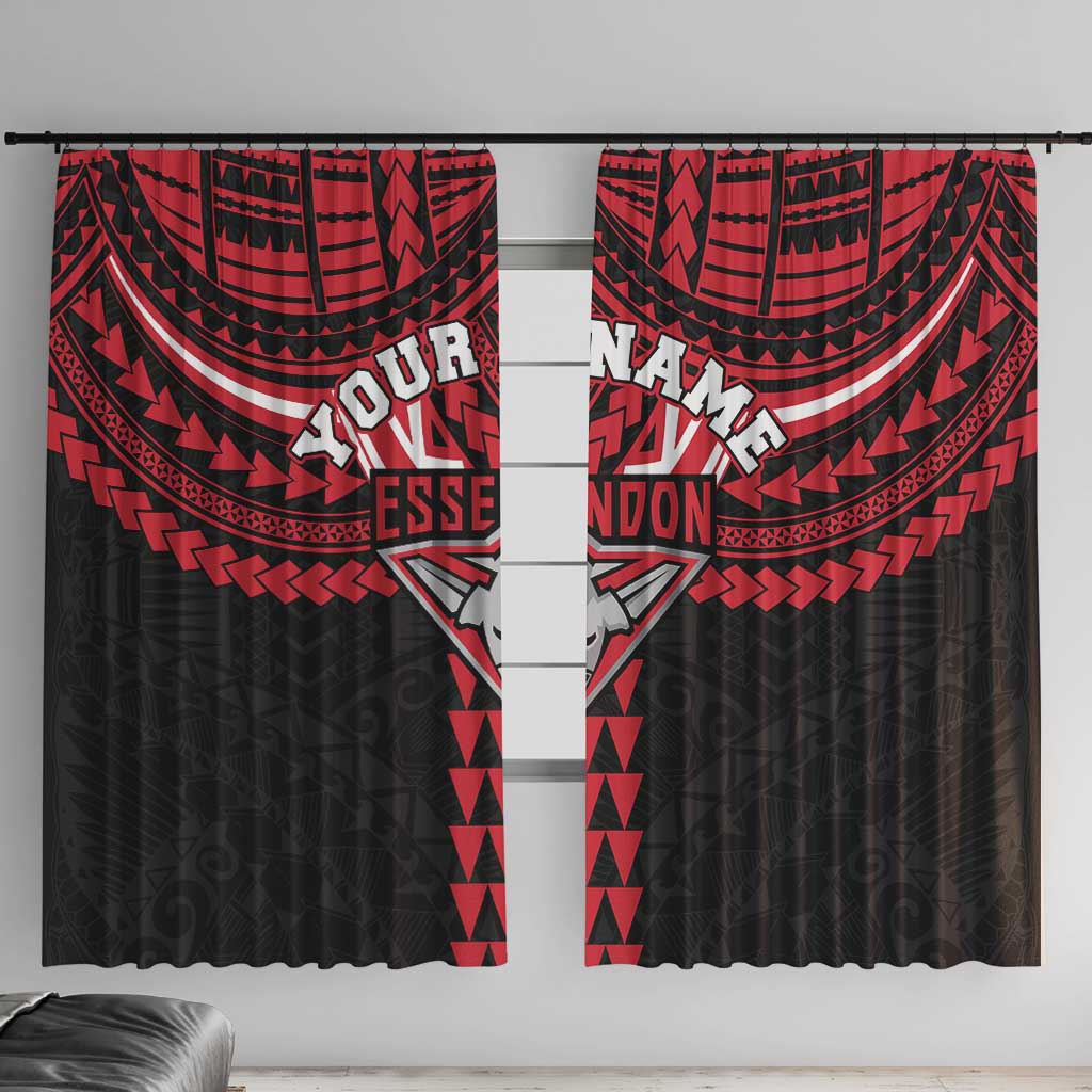 Personalized Essendon Bombers Window Curtain Polynesian Tribal Pattern Heritage Football