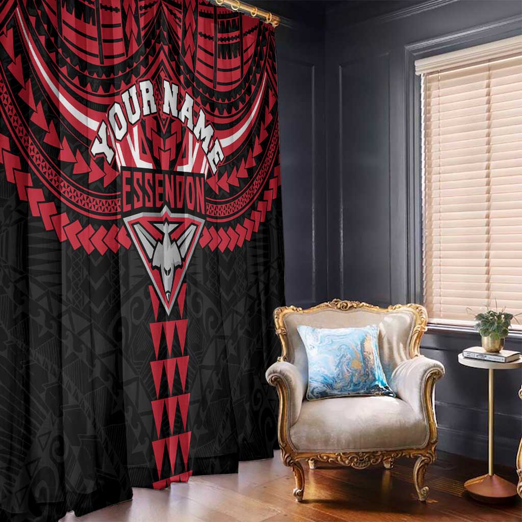 Personalized Essendon Bombers Window Curtain Polynesian Tribal Pattern Heritage Football