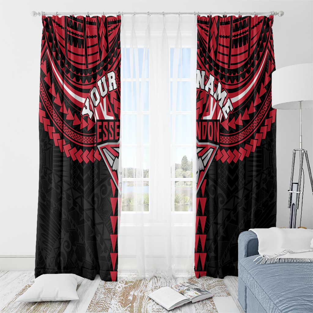 Personalized Essendon Bombers Window Curtain Polynesian Tribal Pattern Heritage Football
