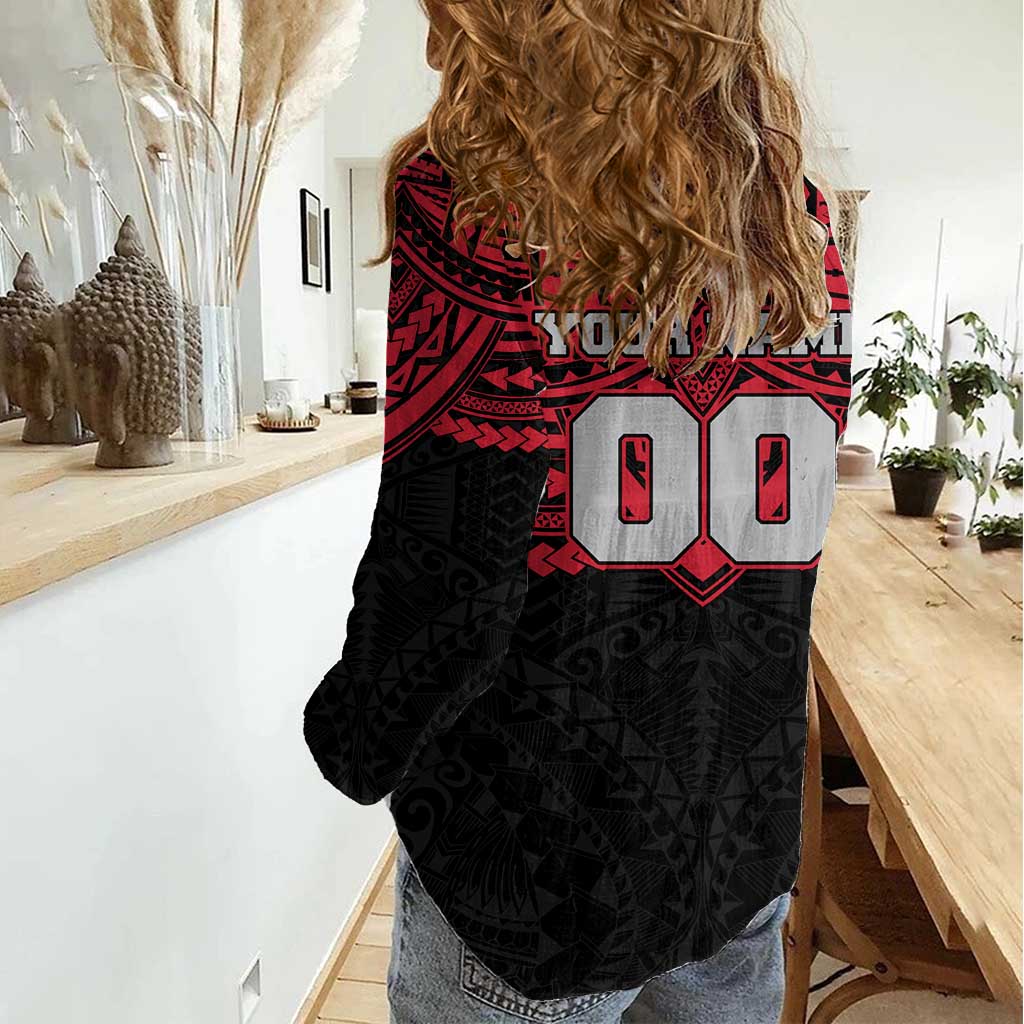 Personalized Essendon Bombers Women Casual Shirt Polynesian Tribal Pattern Heritage Football