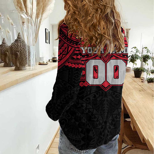 Personalized Essendon Bombers Women Casual Shirt Polynesian Tribal Pattern Heritage Football