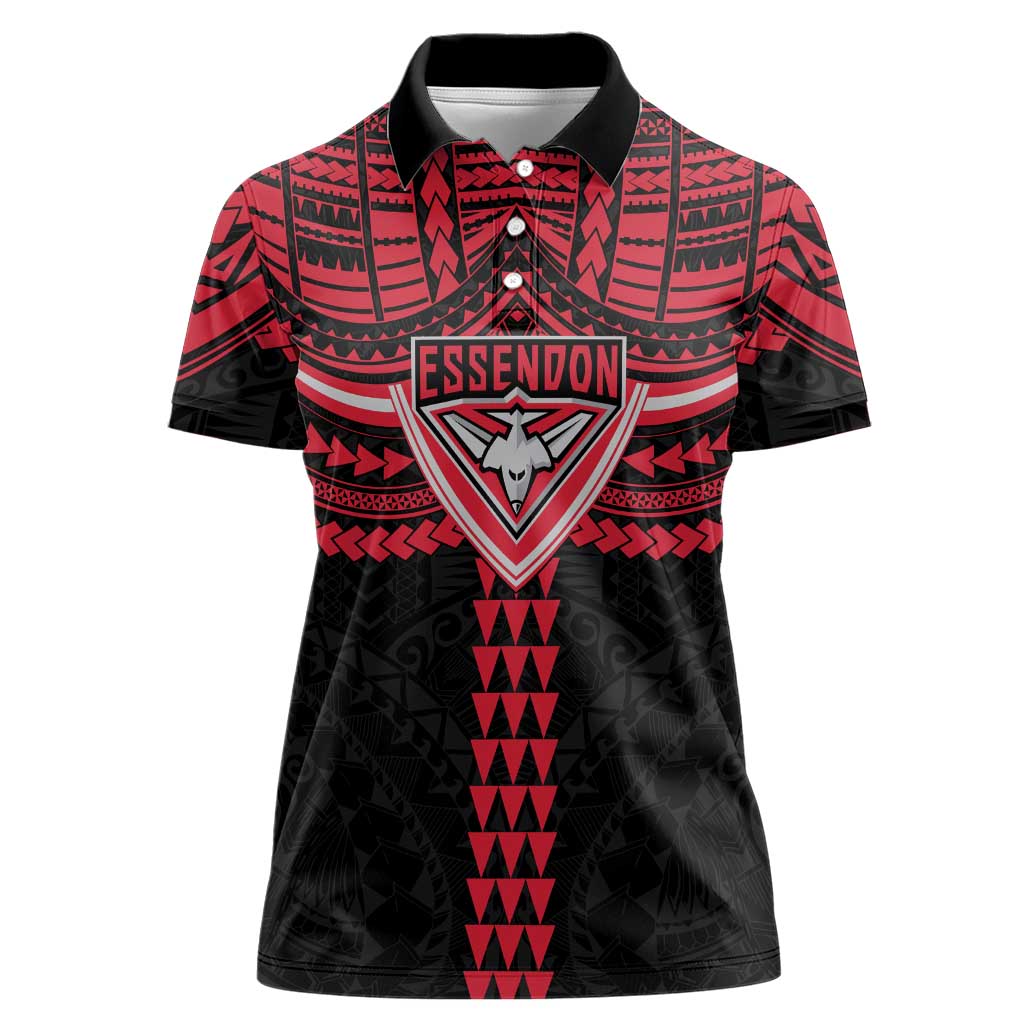 Personalized Essendon Bombers Women Polo Shirt Polynesian Tribal Pattern Heritage Football