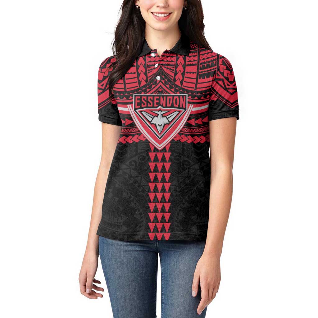 Personalized Essendon Bombers Women Polo Shirt Polynesian Tribal Pattern Heritage Football