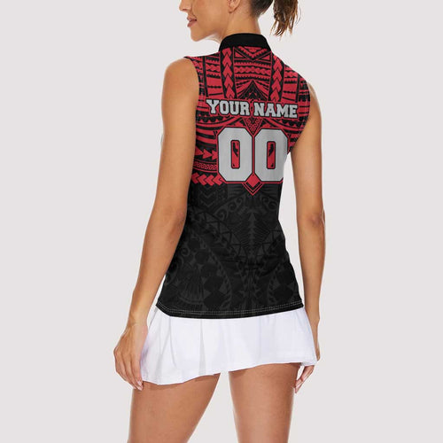 Personalized Essendon Bombers Women Sleeveless Polo Shirt Polynesian Tribal Pattern Heritage Football