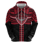 Personalized Essendon Bombers Zip Hoodie Polynesian Tribal Pattern Heritage Football