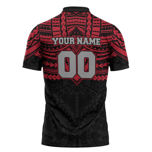 Personalized Essendon Bombers Zipper Polo Shirt Polynesian Tribal Pattern Heritage Football