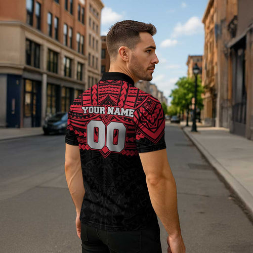 Personalized Essendon Bombers Zipper Polo Shirt Polynesian Tribal Pattern Heritage Football