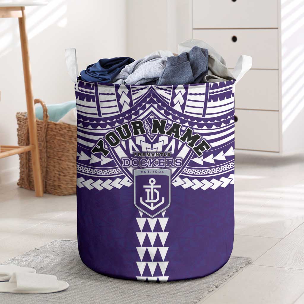Personalized Fremantle Dockers Laundry Basket Polynesian Tribal Pattern Heritage Football