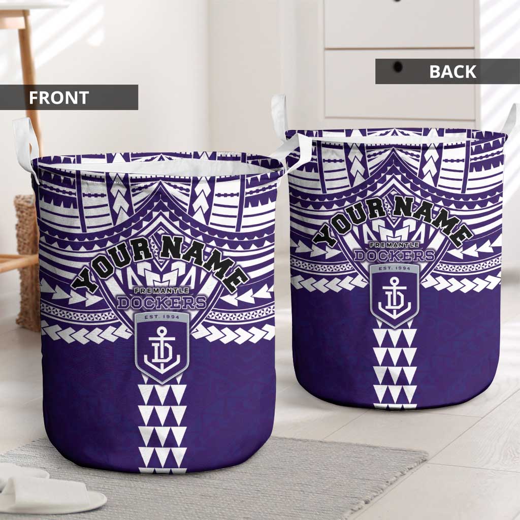 Personalized Fremantle Dockers Laundry Basket Polynesian Tribal Pattern Heritage Football
