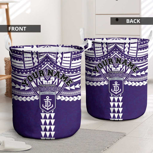 Personalized Fremantle Dockers Laundry Basket Polynesian Tribal Pattern Heritage Football