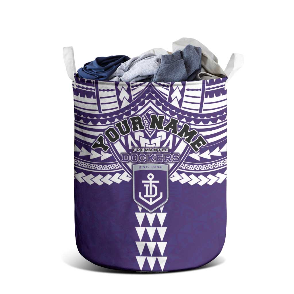 Personalized Fremantle Dockers Laundry Basket Polynesian Tribal Pattern Heritage Football