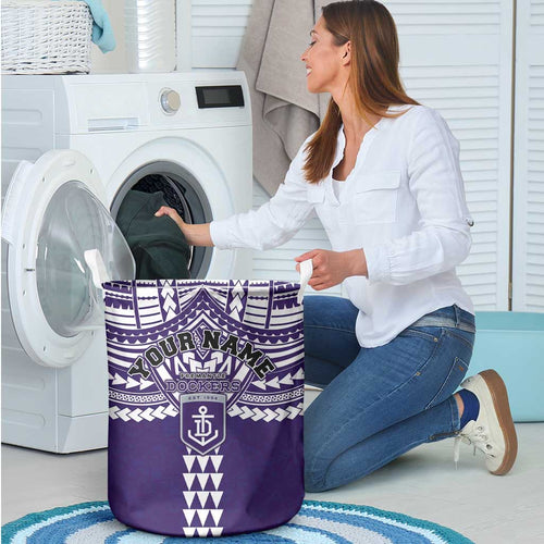 Personalized Fremantle Dockers Laundry Basket Polynesian Tribal Pattern Heritage Football