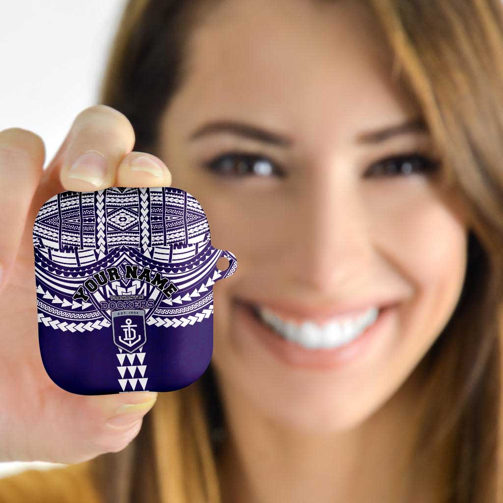 Personalized Fremantle Dockers AirPods Case Polynesian Tribal Pattern Heritage Football