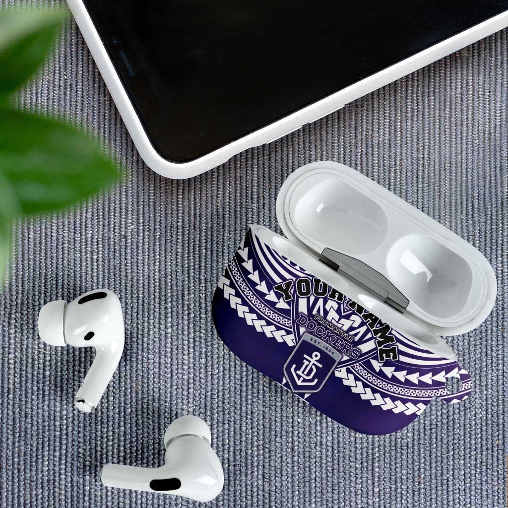 Personalized Fremantle Dockers AirPods Case Polynesian Tribal Pattern Heritage Football