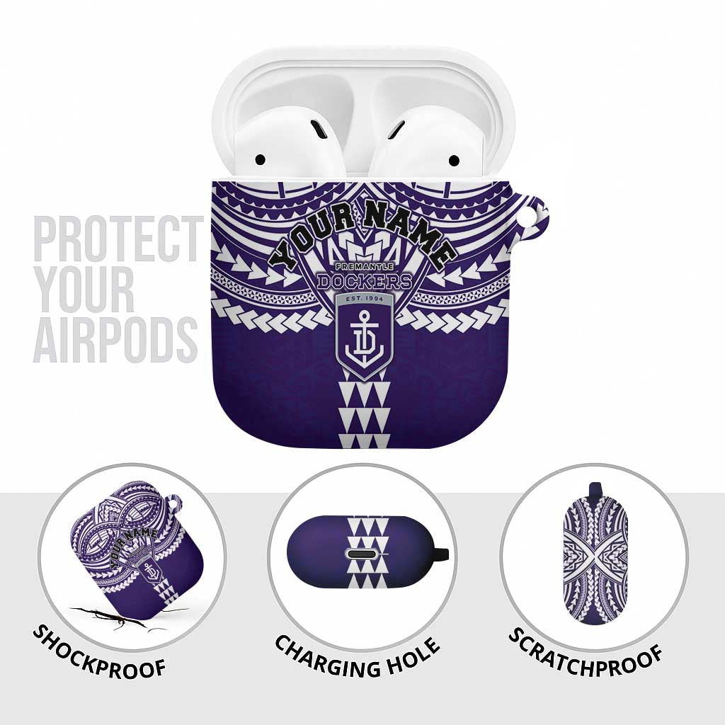 Personalized Fremantle Dockers AirPods Case Polynesian Tribal Pattern Heritage Football