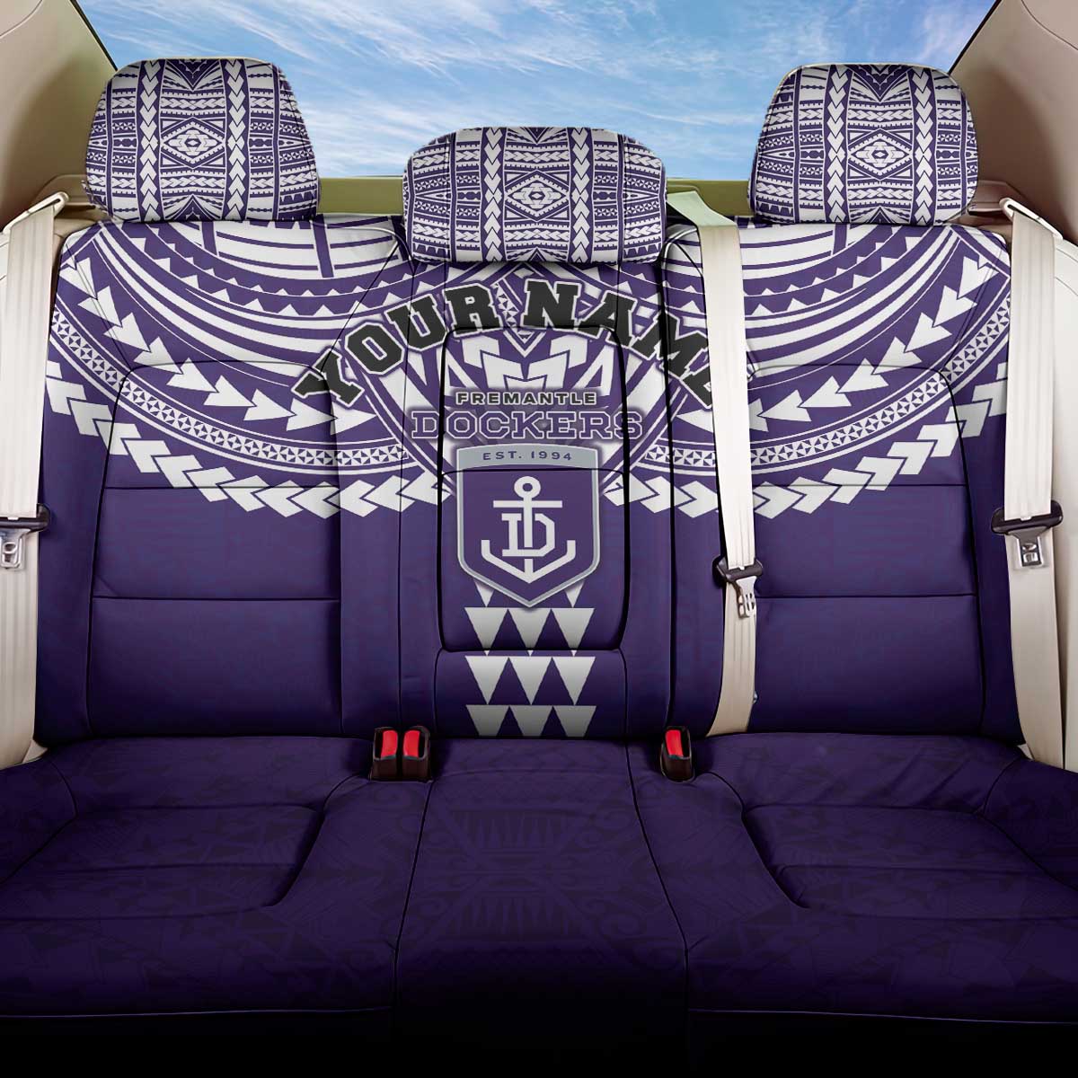 Personalized Fremantle Dockers Back Car Seat Cover Polynesian Tribal Pattern Heritage Football