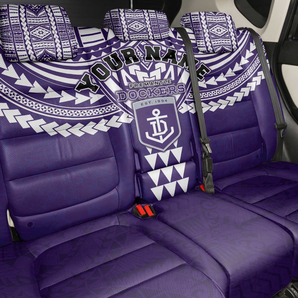 Personalized Fremantle Dockers Back Car Seat Cover Polynesian Tribal Pattern Heritage Football