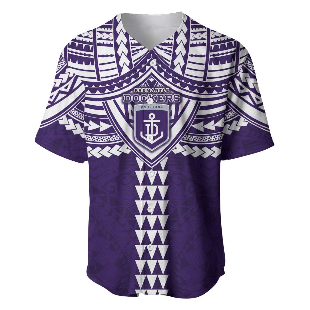 Personalized Fremantle Dockers Baseball Jersey Polynesian Tribal Pattern Heritage Football