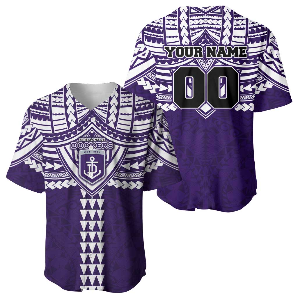 Personalized Fremantle Dockers Baseball Jersey Polynesian Tribal Pattern Heritage Football