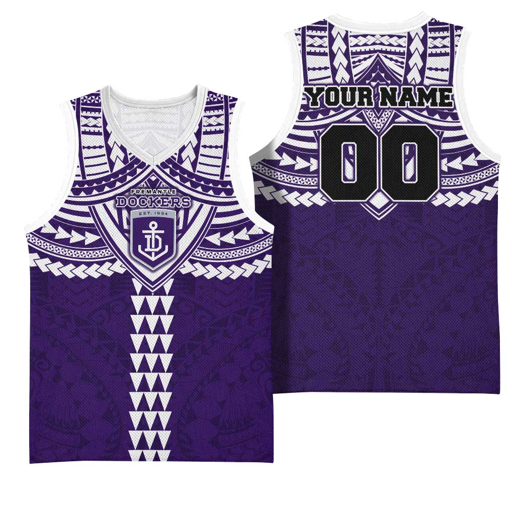 Personalized Fremantle Dockers Basketball Jersey Polynesian Tribal Pattern Heritage Football