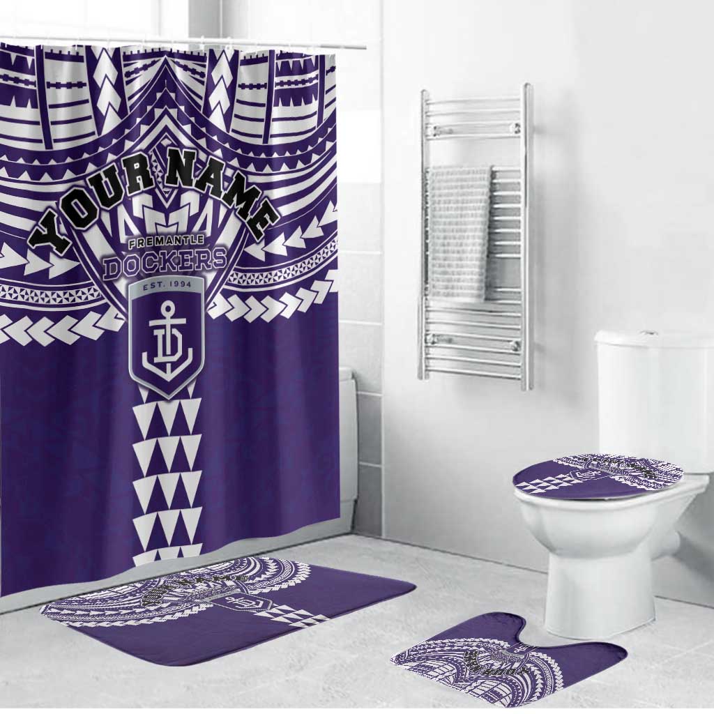 Personalized Fremantle Dockers Bathroom Set Polynesian Tribal Pattern Heritage Football