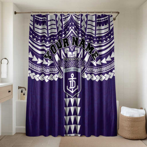 Personalized Fremantle Dockers Bathroom Set Polynesian Tribal Pattern Heritage Football