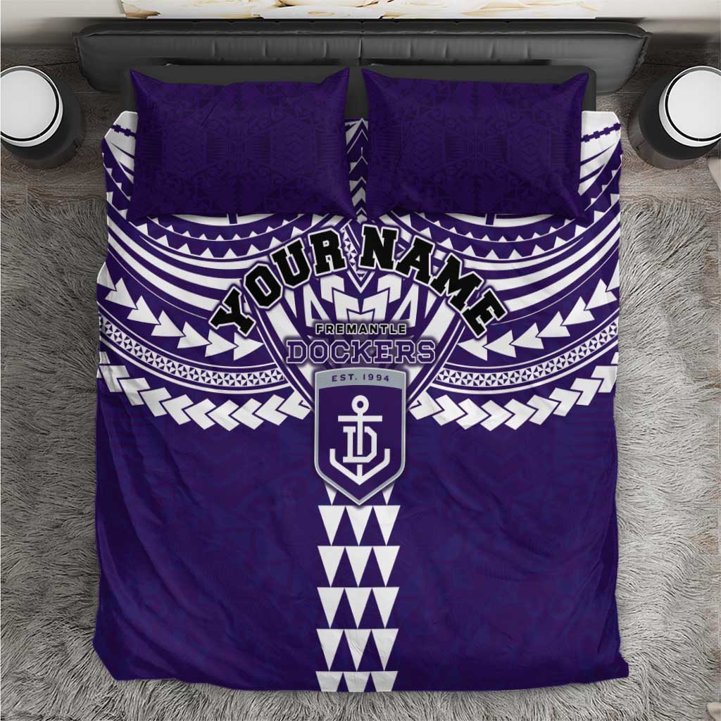Personalized Fremantle Dockers Bedding Set Polynesian Tribal Pattern Heritage Football