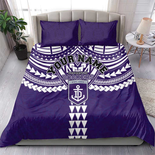 Personalized Fremantle Dockers Bedding Set Polynesian Tribal Pattern Heritage Football