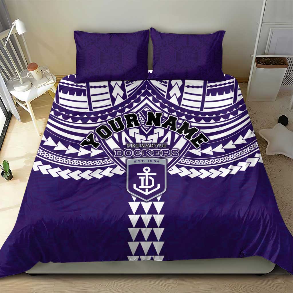 Personalized Fremantle Dockers Bedding Set Polynesian Tribal Pattern Heritage Football