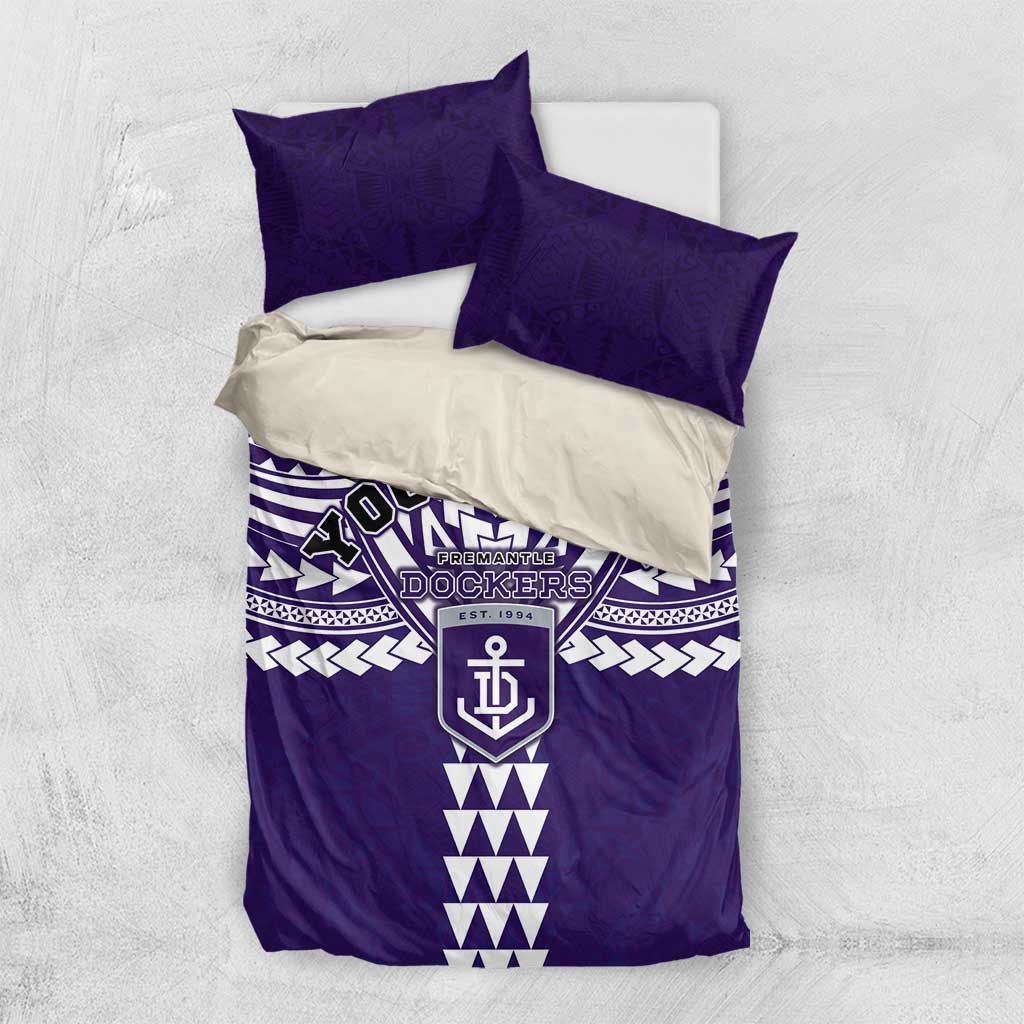 Personalized Fremantle Dockers Bedding Set Polynesian Tribal Pattern Heritage Football