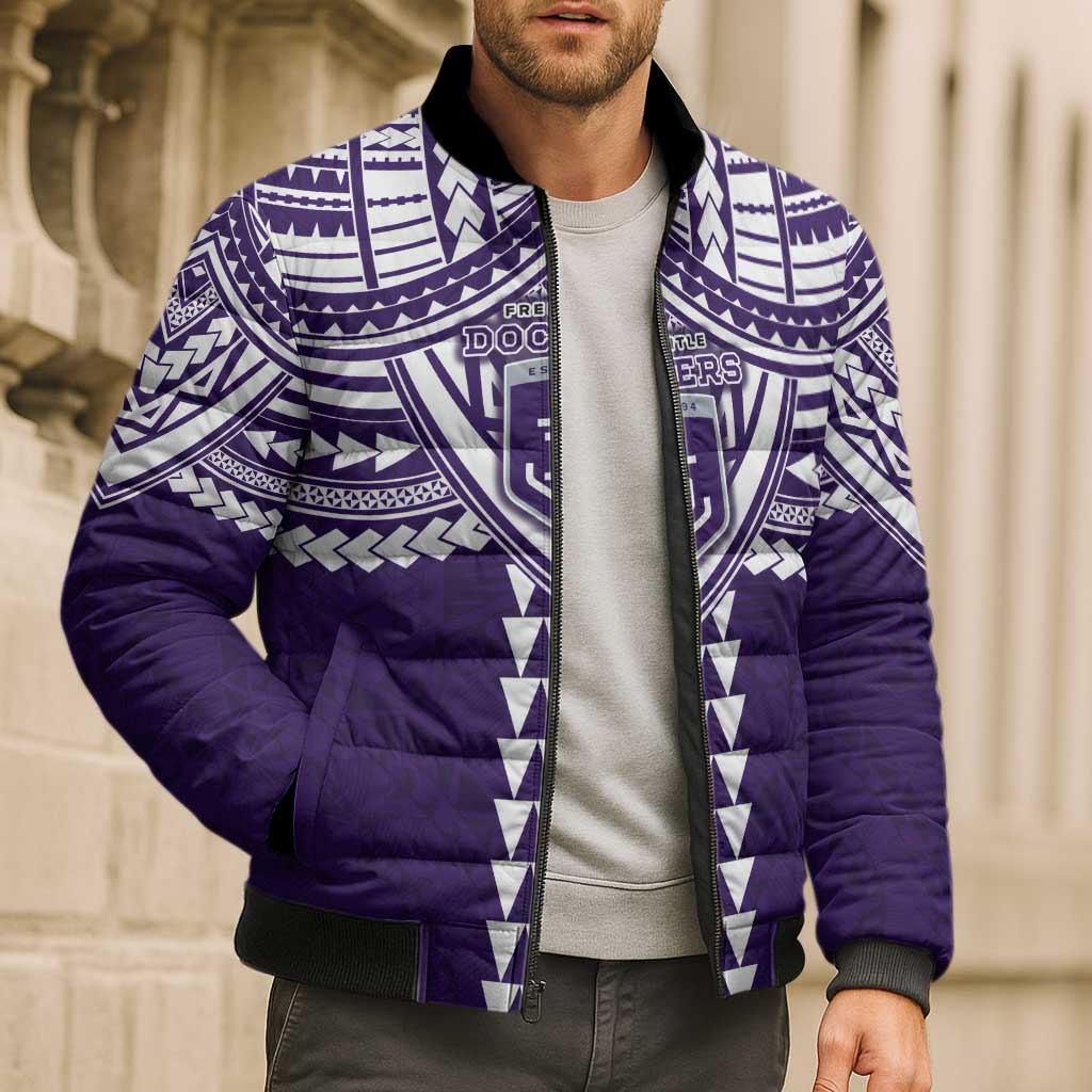 Personalized Fremantle Dockers Bomber Puffer Jacket Polynesian Tribal Pattern Heritage Football