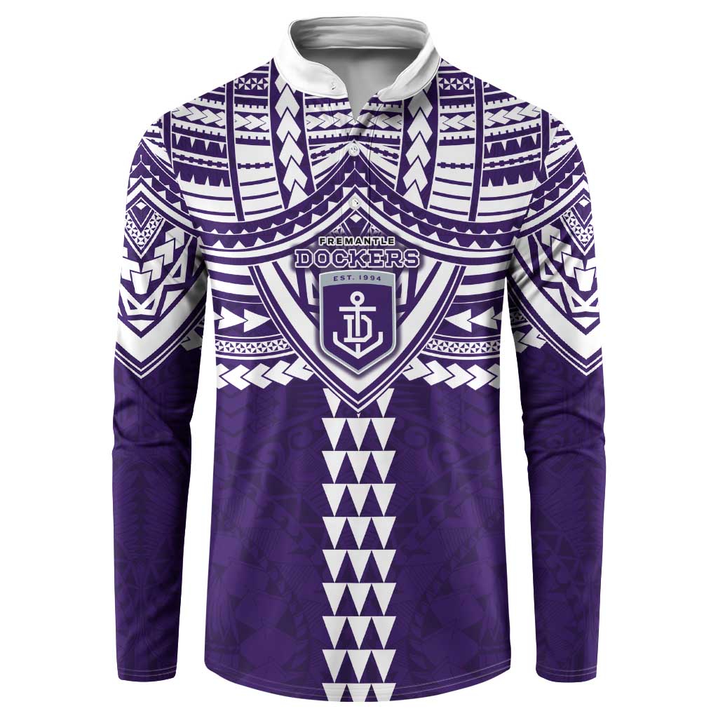 Personalized Fremantle Dockers Button Sweatshirt Polynesian Tribal Pattern Heritage Football