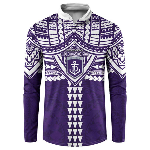 Personalized Fremantle Dockers Button Sweatshirt Polynesian Tribal Pattern Heritage Football