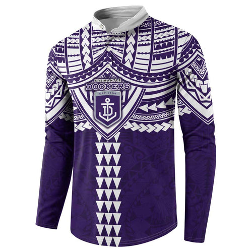 Personalized Fremantle Dockers Button Sweatshirt Polynesian Tribal Pattern Heritage Football