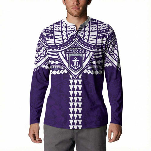 Personalized Fremantle Dockers Button Sweatshirt Polynesian Tribal Pattern Heritage Football