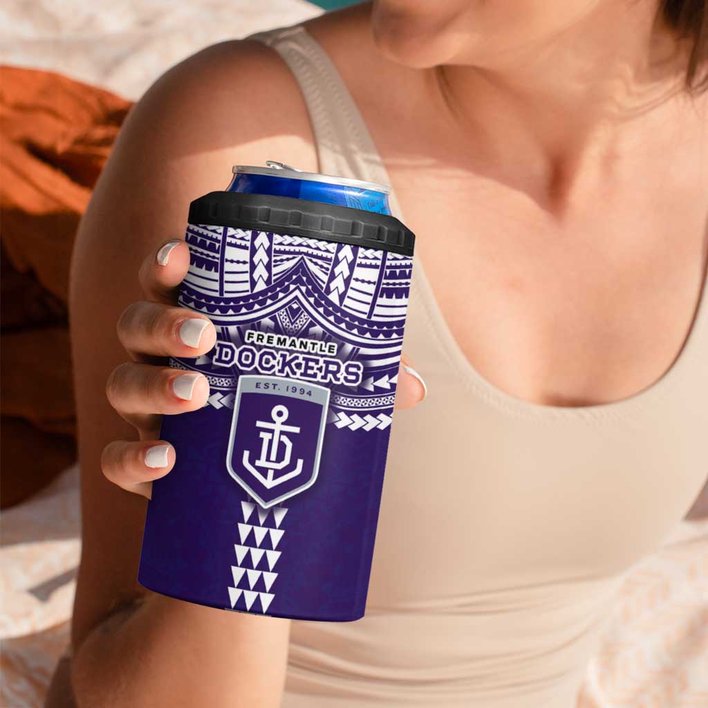 Personalized Fremantle Dockers 4 in 1 Can Cooler Tumbler Polynesian Tribal Pattern Heritage Football