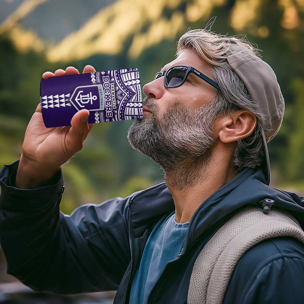 Personalized Fremantle Dockers 4 in 1 Can Cooler Tumbler Polynesian Tribal Pattern Heritage Football