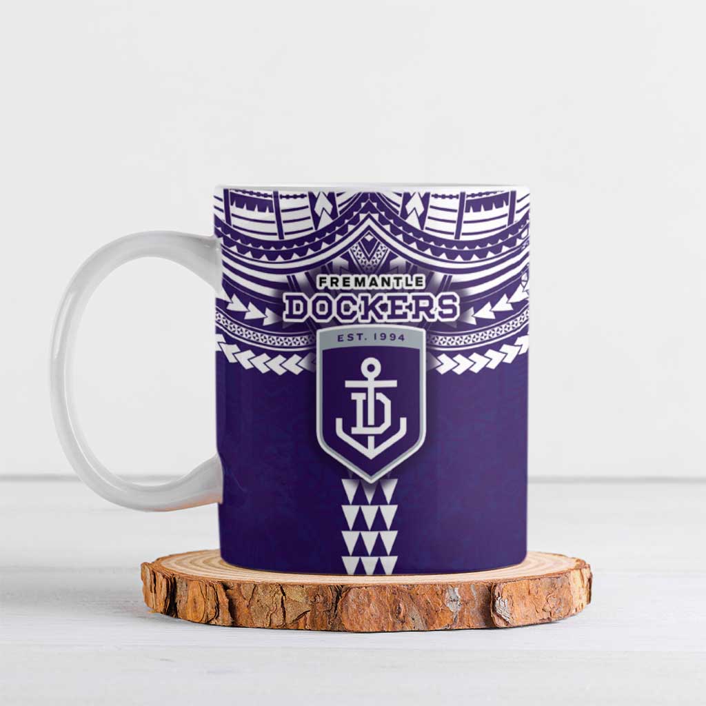 Personalized Fremantle Dockers Ceramic Mug Polynesian Tribal Pattern Heritage Football