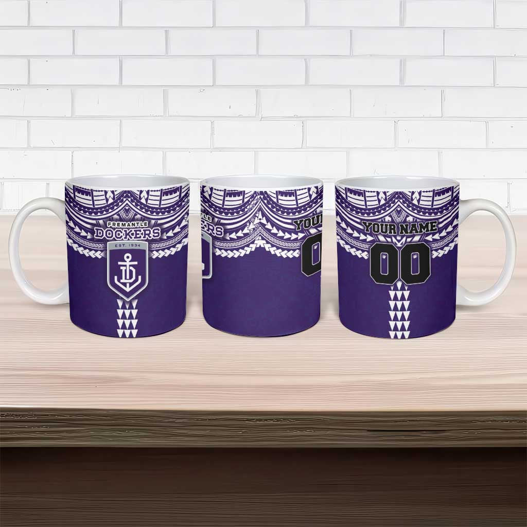 Personalized Fremantle Dockers Ceramic Mug Polynesian Tribal Pattern Heritage Football