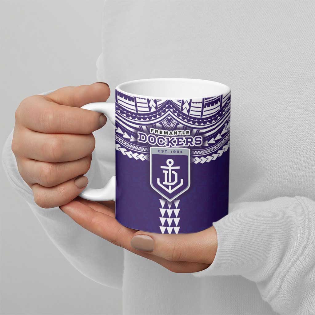 Personalized Fremantle Dockers Ceramic Mug Polynesian Tribal Pattern Heritage Football