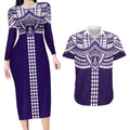 Personalized Fremantle Dockers Couples Matching Long Sleeve Bodycon Dress and Hawaiian Shirt Polynesian Tribal Pattern Heritage Football