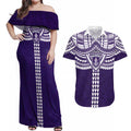 Personalized Fremantle Dockers Couples Matching Off Shoulder Maxi Dress and Hawaiian Shirt Polynesian Tribal Pattern Heritage Football