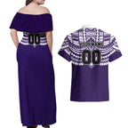 Personalized Fremantle Dockers Couples Matching Off Shoulder Maxi Dress and Hawaiian Shirt Polynesian Tribal Pattern Heritage Football