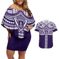 Personalized Fremantle Dockers Couples Matching Off Shoulder Short Dress and Hawaiian Shirt Polynesian Tribal Pattern Heritage Football