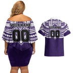 Personalized Fremantle Dockers Couples Matching Off Shoulder Short Dress and Hawaiian Shirt Polynesian Tribal Pattern Heritage Football