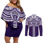 Personalized Fremantle Dockers Couples Matching Off Shoulder Short Dress and Long Sleeve Button Shirt Polynesian Tribal Pattern Heritage Football