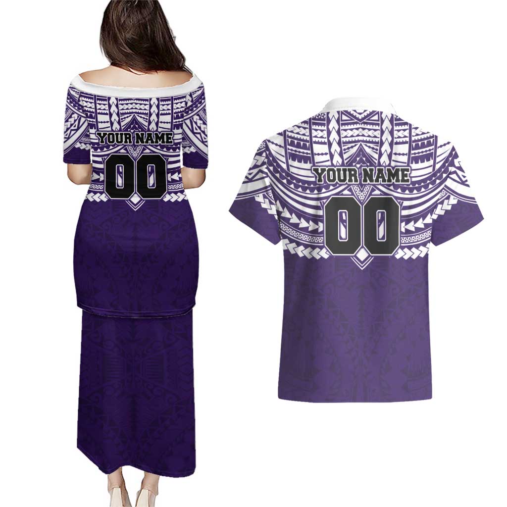 Personalized Fremantle Dockers Couples Matching Puletasi and Hawaiian Shirt Polynesian Tribal Pattern Heritage Football