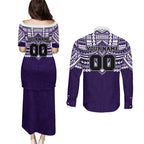 Personalized Fremantle Dockers Couples Matching Puletasi and Long Sleeve Button Shirt Polynesian Tribal Pattern Heritage Football