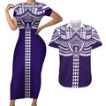 Personalized Fremantle Dockers Couples Matching Short Sleeve Bodycon Dress and Hawaiian Shirt Polynesian Tribal Pattern Heritage Football